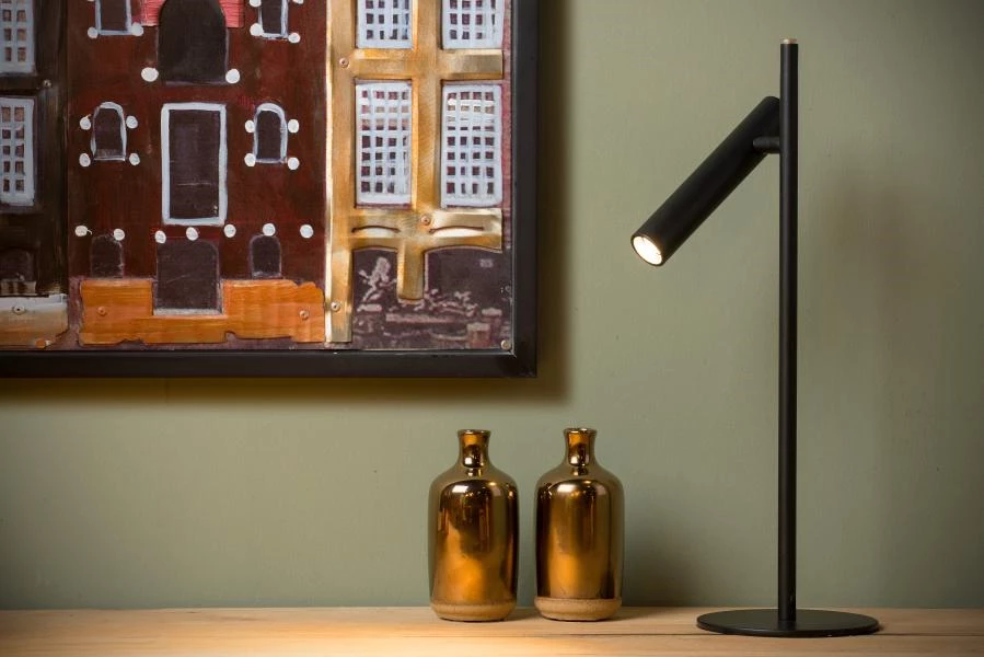Lucide PHILON - Lampe de bureau - Ø 13 cm - LED Dim. - 1x4,5W 3000K - Noir - ambiance 1